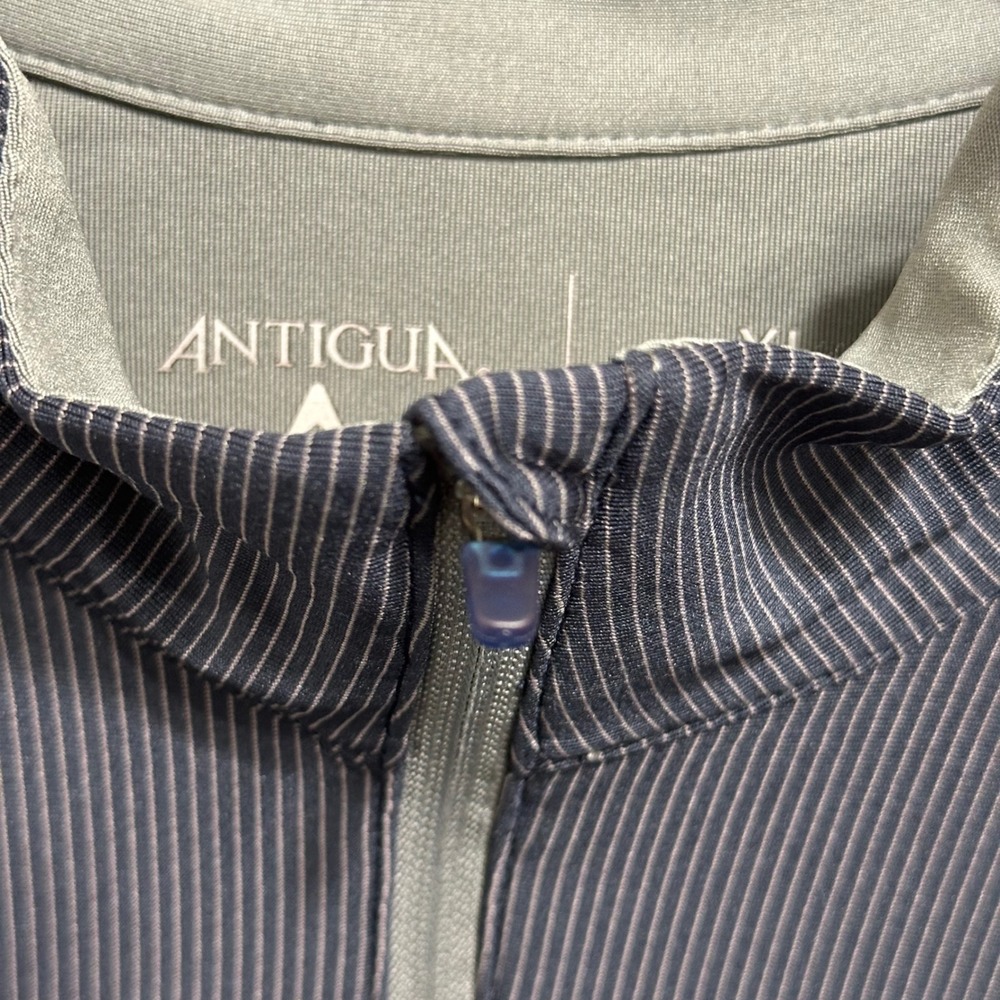 Antigua 1/4 Zip Pullover Mens XL Blue Dave White Golf Course Striped Performance - Picture 5 of 9